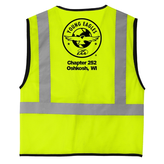 ANSI 107 Class 2 Mesh One-Pocket Vest w/ Young Eagles logo - SM:CSV100-Y-E-SAFETY YELLOW:CSV100-SY