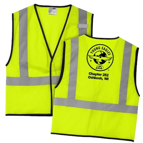 ANSI 107 Class 2 Mesh One-Pocket Vest w/ Young Eagles logo - SM:CSV100-Y-E-SAFETY YELLOW:CSV100-SY
